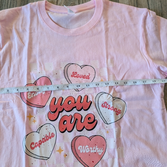 Valentine's Day Graphic Tee Candy Hearts Empowerment 100% CottonSize Small NWOT - Picture 11 of 12